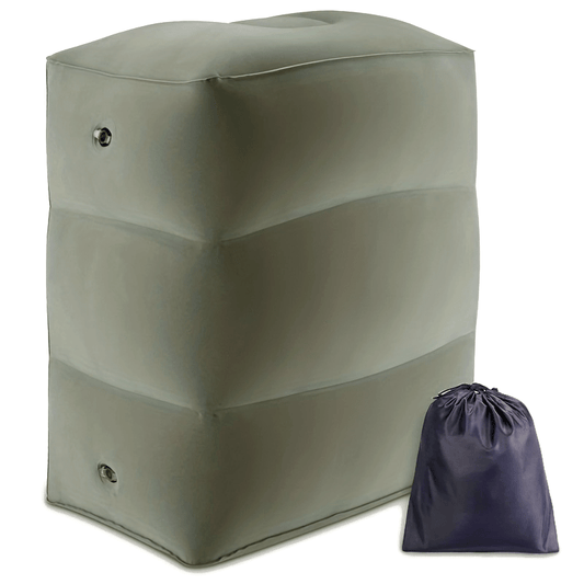 Adjustable Height Inflatable Foot Rest Pillow for Air Travel, Car, RV, Train, Home, Office - Soft Padded Comfortable Foot Rest for Parents Travel Essentials, Inflatable Footrest, Travel Accessory, Compact Design, Durable Material, Home Use