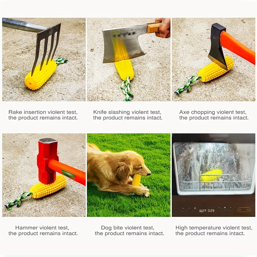 Dog Grinding Stick with Knot Rope, Corn Toothbrush Interactive Pet Toy