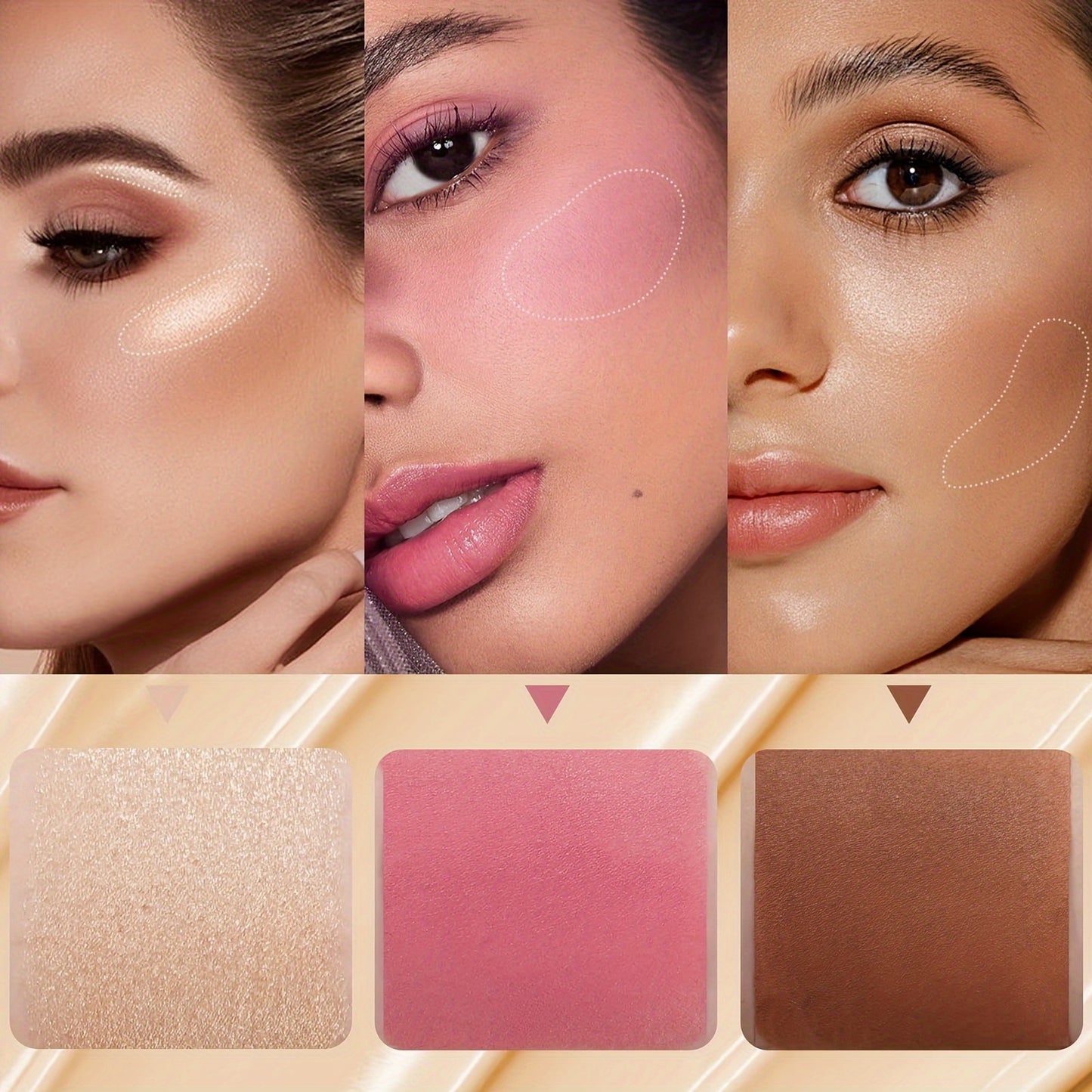 Contour Stick, Blush Stick, Highlighter Stick, Bronzer Stick, 3pcs Cream Contour Kit with Brush for a Flawless Look, Contour Stick Makeup Non-Greasy Waterproof, Long-lasting Fair-Medium Suitable gift giving for Halloween, Thanksgiving, and Christmas