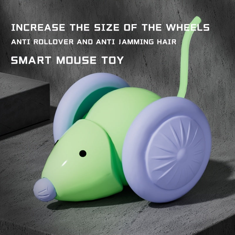 Automatic Cat Toy, Moving Rat with LED Tail, USB Rechargeable, Battery Free - Stimulate Hunting Instinct, Indoor Self-Play, Interactive Exercise Toy, Long Lasting (1 Pack)
