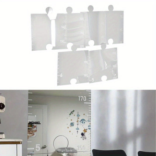 Growth Chart Mirror with Stickers Height Ruler Shatterproof Acrylic Full Body Measurement Set of 7 Sheets (Single Sheet 25.4*25Cm)