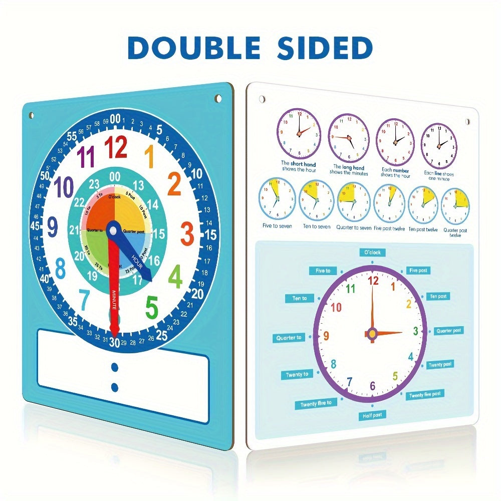 Not Real Clock Dry Erase Teaching Demonstration Clock, Telling Time Teaching Clock for Kids Learning to Tell Time, Easy to Read Learning Clock Educational Toys for Classrooms & Homeschool Supplies