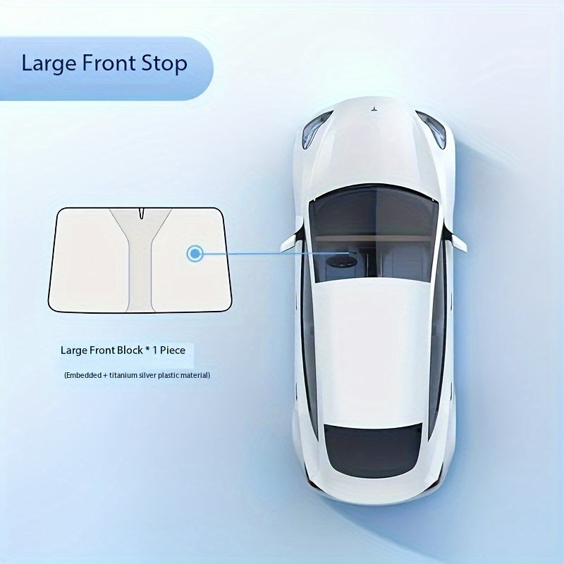 1 Set, Thickened Sunshade, Front Windshield Sunshade, Sunscreen And Heat Insulation Opaque, Foldable Sun Visor, Titanium Silvery Heat Insulation Cooling Baffle, Thermal Anti-ultraviolet Heat Release, Summer Sunscreen, Suitable For Sedan And SUV Models