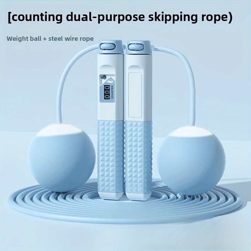 Heavy Jump Rope with Gravity Ball for Intensive Burning and Weight Loss - Counting Feature Included, Pink/Blue/Black, Silicone Material, Perfect for Fitness and Exercise, Recommended for Ages 14+
