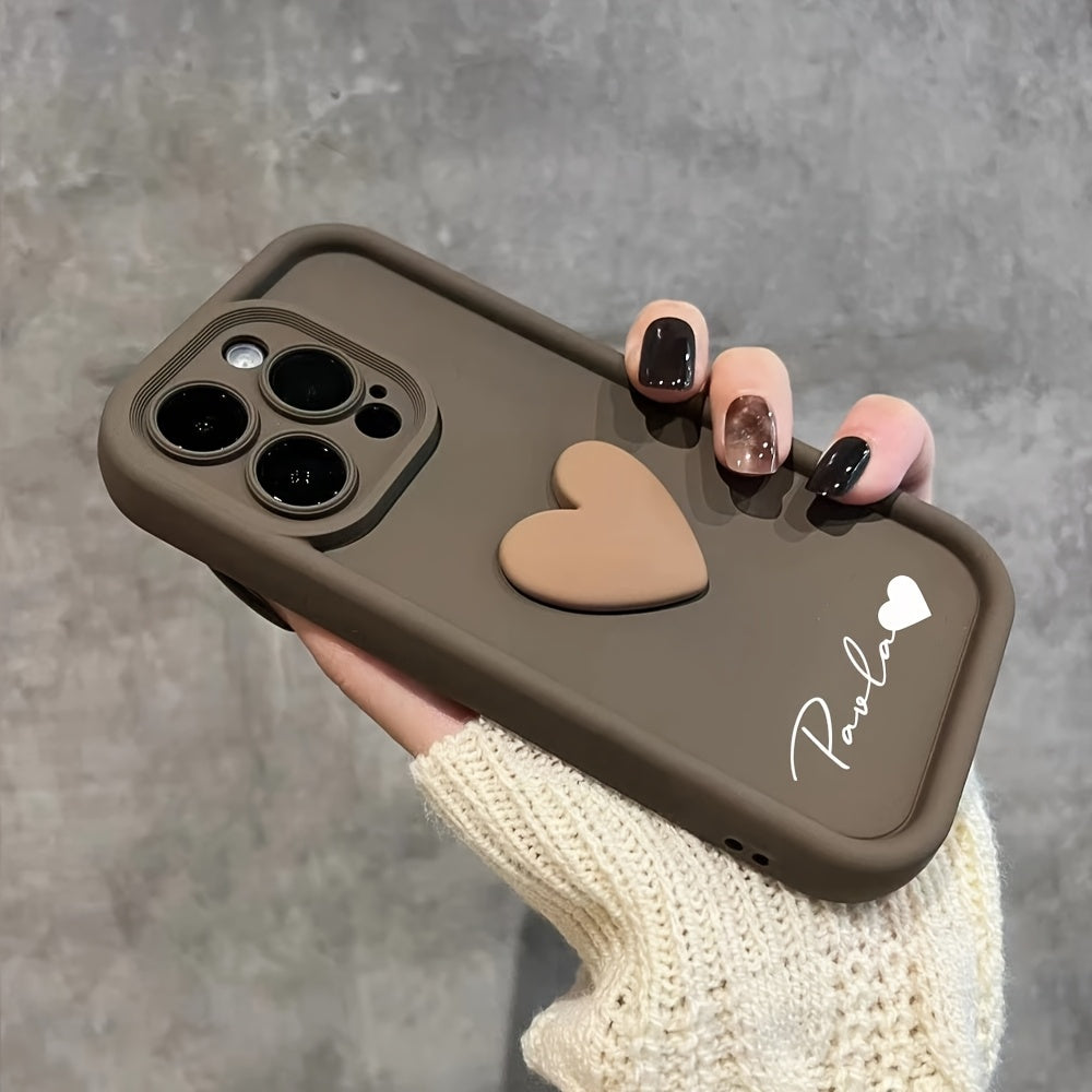 Personalized Customized Name Case for iPhone 16 15 14 13 12 11 Pro Max Luxury Acrylic 3D Love Heart Soft Silicone DIY Shockproof Gift Cover 14 15 16 Plus
