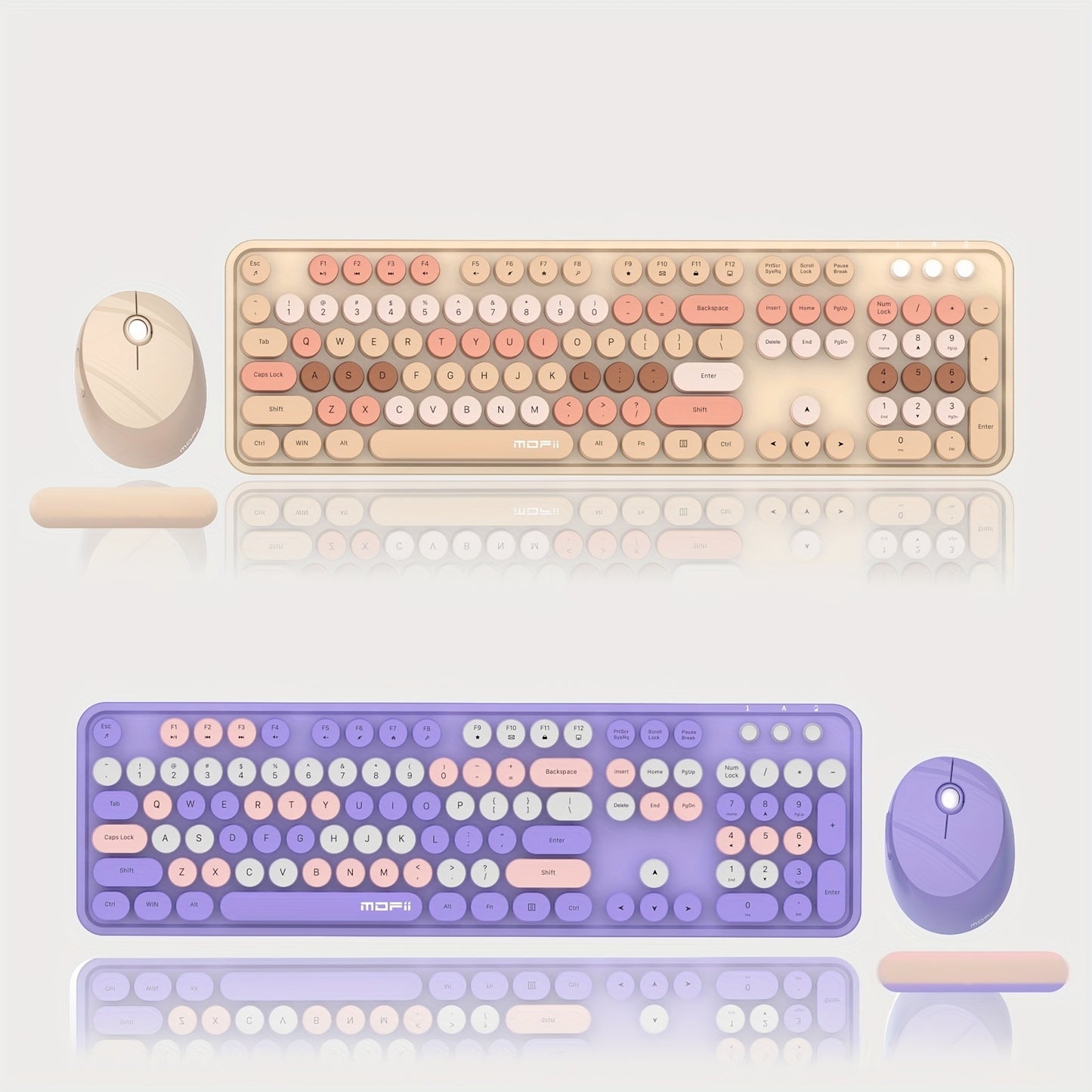 Mofii Sweet Retro Punk Mixed Color Wireless Mouse Set - Optical, Round Keys, Compatible with Laptops, ABS Resin, AA Battery Operated (Not Included)
