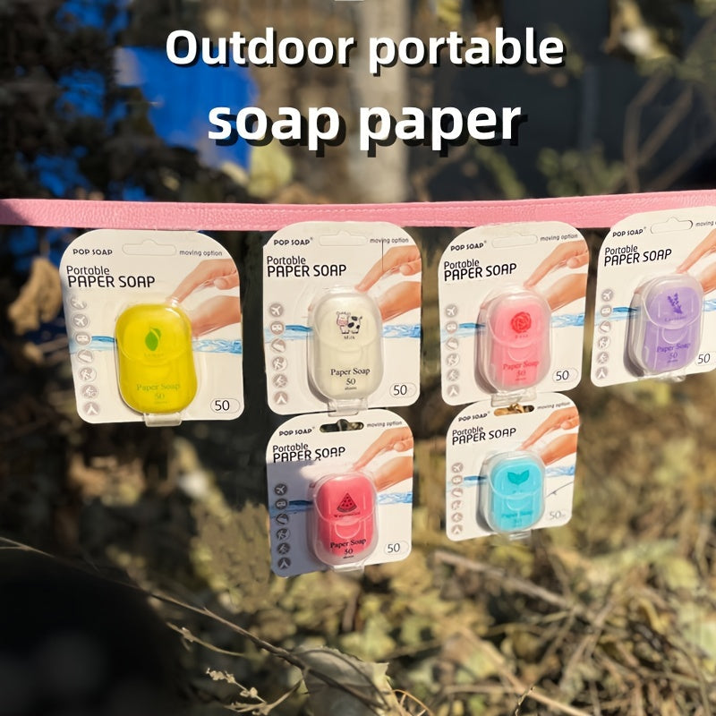 50pcs Quick-Dissolving Portable Paper Soap - Hygienic Solution for Outdoor Adventures, Camping, & Hiking - Sanitary Personal Cleaning - Travel-Friendly, Disposable