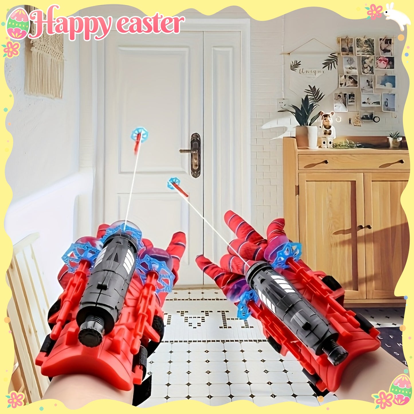 Spider Web Launcher Gloves - Red & Blue Hero Toy for Youngsters & Adults, Fun Interactive Party Game, Durable ABS Material, Perfect for Halloween & Christmas Gifts