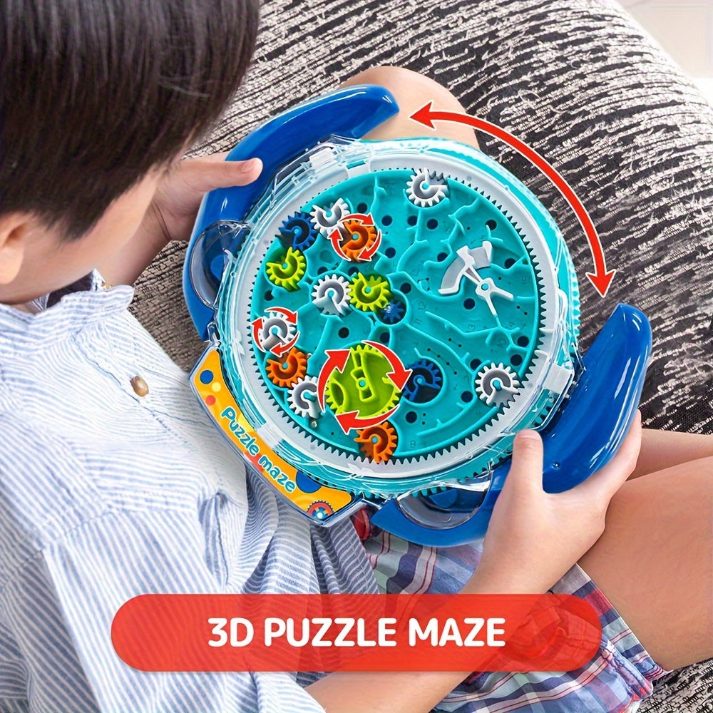 A Gear Maze Toy, an Educational Maze Board with 24 Fun Levels (Colors May Vary).