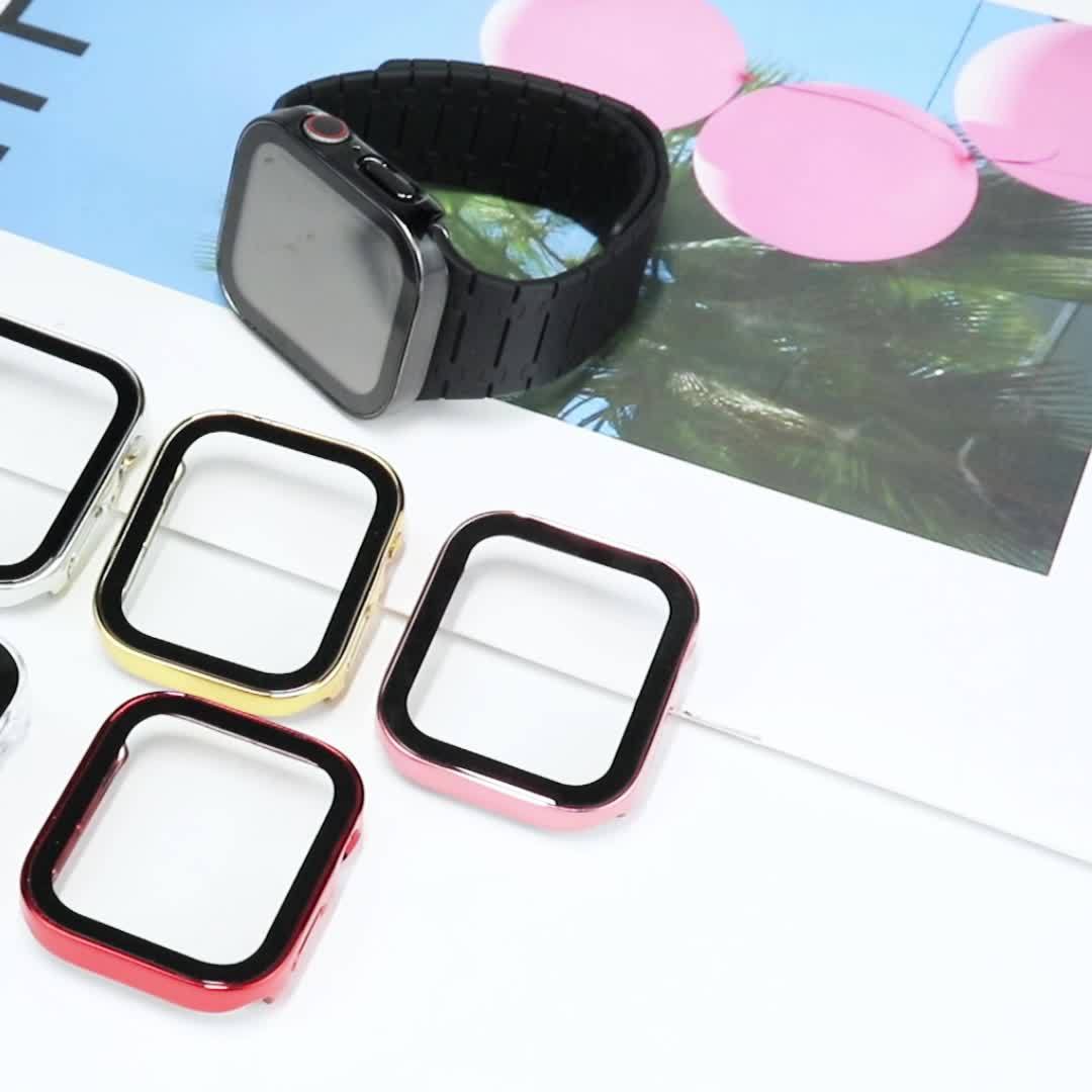 Set of 3, Full Coverage PC Protective Case for Apple Watch with Built-In Glass Screen Protector, Offering Comprehensive Protection, Lightweight And Scratch-Resistant, Suitable for 40MM, 41MM, 44MM, 45MM, And 49MM.