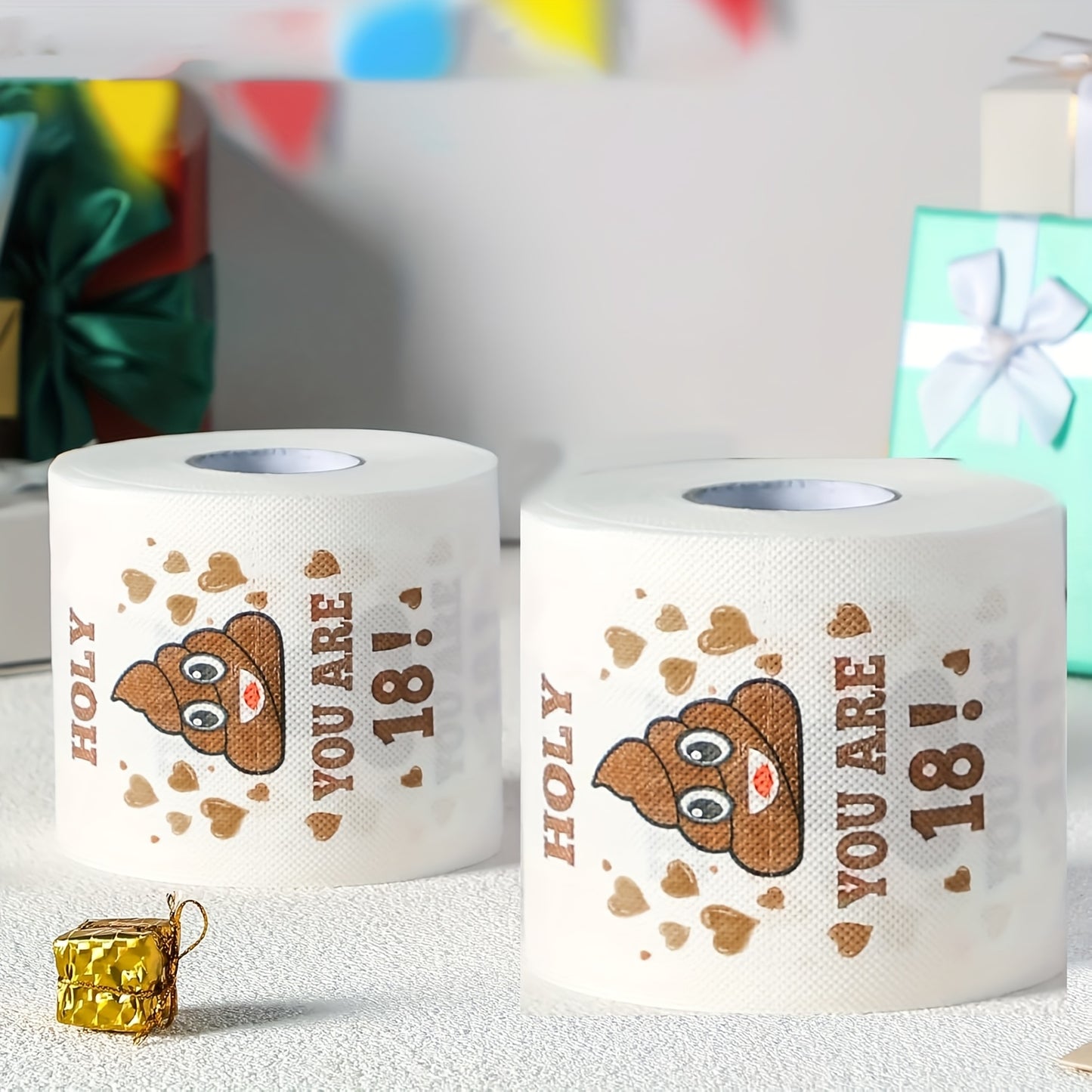 Happy Prank Toilet Paper - 18th Birthday Decorations, Party Supplies Favors - Novelty Bday Present For Him, Her, Friends - 18 Year Old Funny Gag Gift For Guys