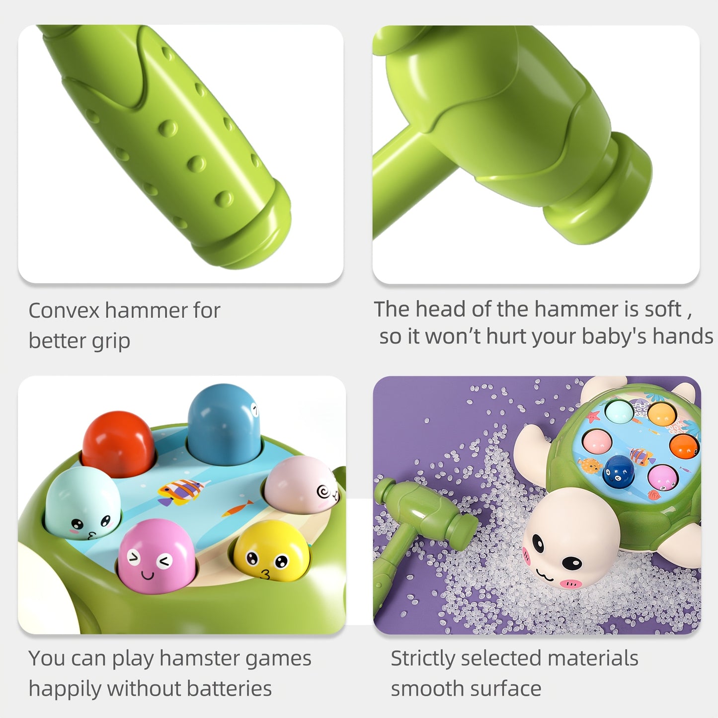 Interactive Turtle Hammering Game - Educational Desktop Toy for Hand-Eye Coordination, Multiplayer with 2 Hammers, Ideal Gift for Youngsters on Easter, Christmas, Halloween, Thanksgiving