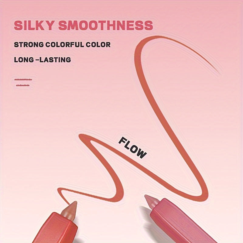 Long-Lasting Waterproof 12 Colors Lip Liner Pen Set - Sweatproof, Easy Coloring Non Fade Color Rendering Lip Gloss Set Beauty Makeup