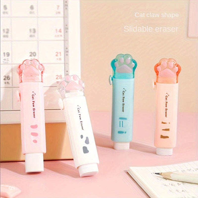 Adorable Cat Paw Retractable Eraser - Conveniently Clean and Traceless, Perfect for Office and School Supplies - Pack of 1