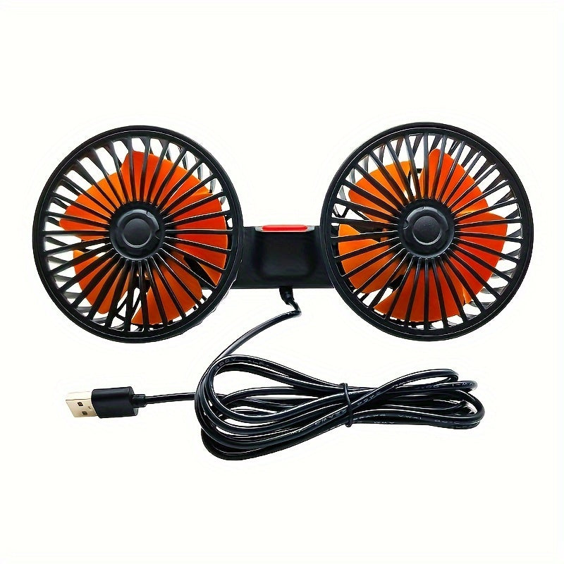 Car Fan, Dual-Head Car Ventilator, High Airflow Rear Seat Fan with Adjustable Speeds and Multi-Angle Rotation for Strong Wind Power