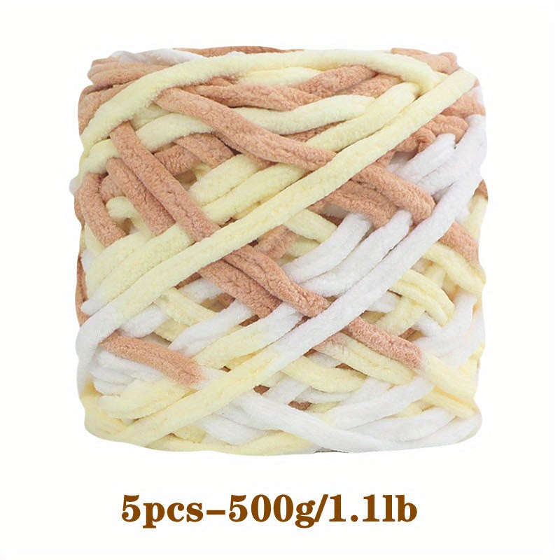 5pcs Ultra-Soft Chunky Chenille Yarn - Perfect for DIY Knitting & Crochet Projects, Scarves, Hats, Blankets | Available in Multiple Colors