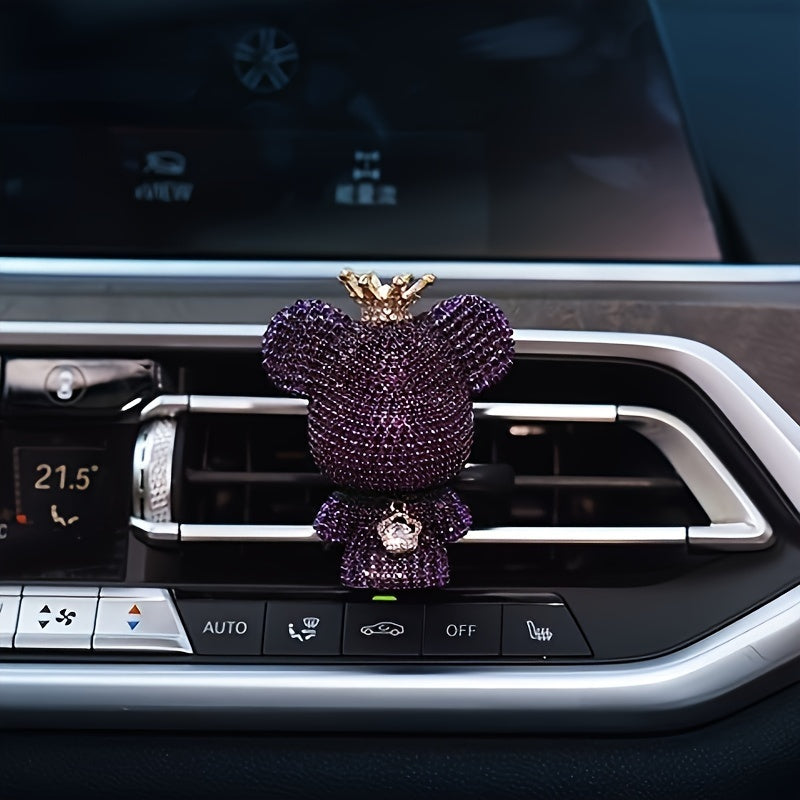 Glamorous Crowned Bear Car Air Freshener - Sparkling Charm for Your Vehicle's Interior