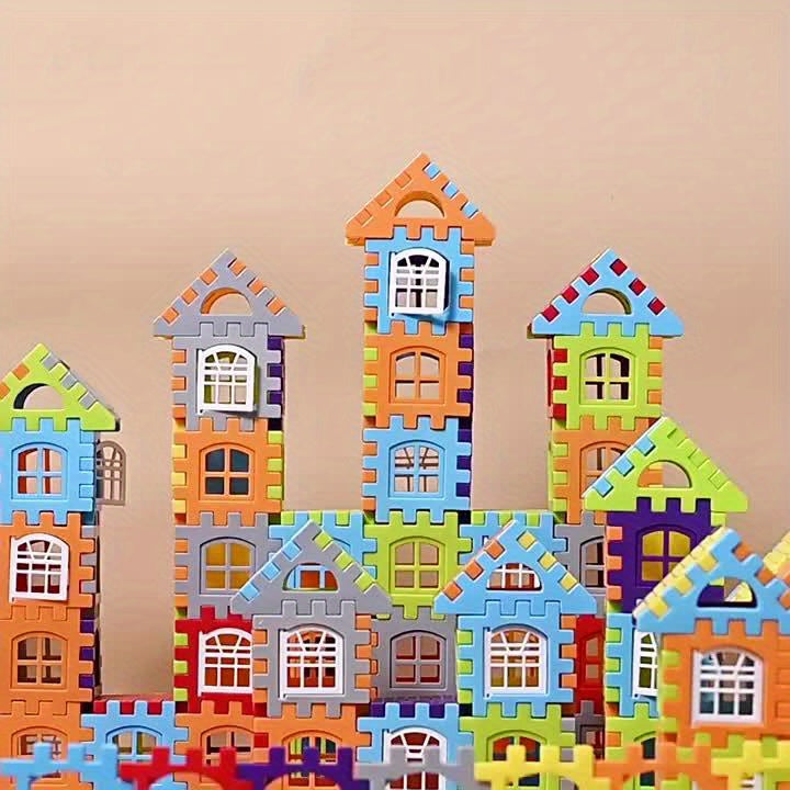 100Pcs Large Size Creative Square Block House Assembly Building Blocks, Basic Educational DIY Assembly Toys for Birthday Gifts