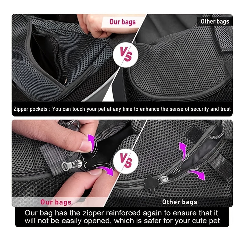 High-Visibility Reflective Pet Sling Carrier - Soft-Breathable Mesh, Secure Travel Companion for Puppies, Kittens & Small Animals - Perfect for Outdoor Adventures