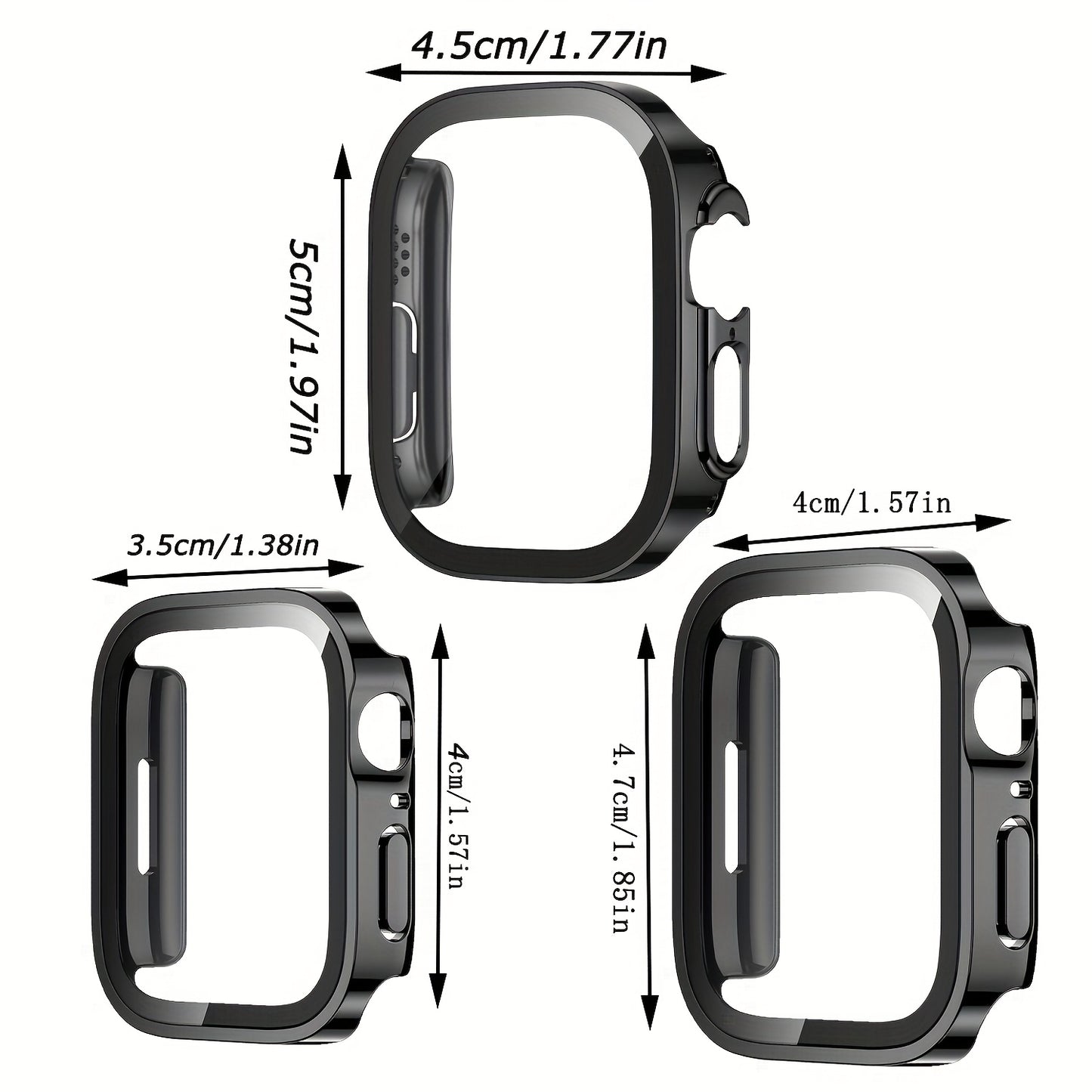 Set of 3, Full Coverage PC Protective Case for Apple Watch with Built-In Glass Screen Protector, Offering Comprehensive Protection, Lightweight And Scratch-Resistant, Suitable for 40MM, 41MM, 44MM, 45MM, And 49MM.