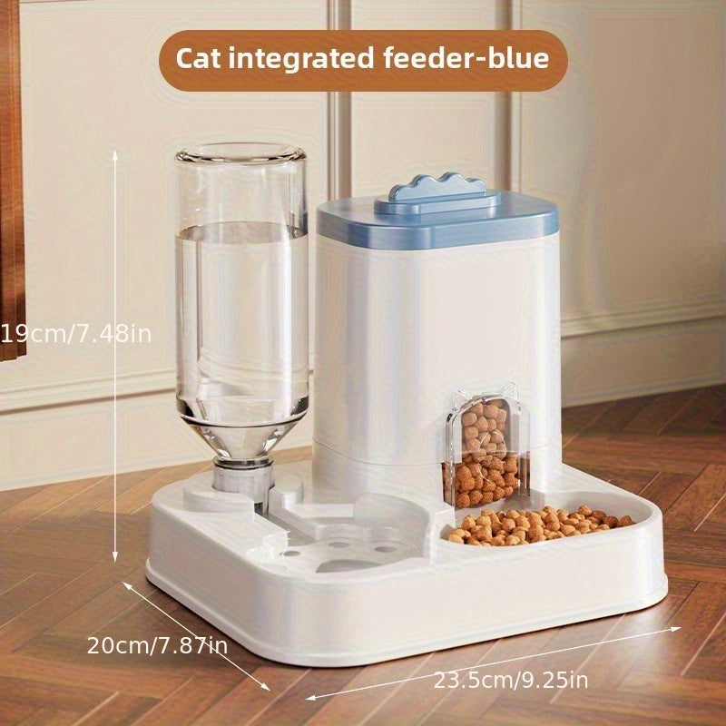 Automatic Cat & Dog Water Dispenser with Integrated Food Basin - 1-10L Capacity, No Batteries Needed, Modern White Design for Easy Cleaning & Hydration - Durable Pet Hydration Solution, Automatic Pet Feeder, Sleek Pet Accessory, Sturdy Construction