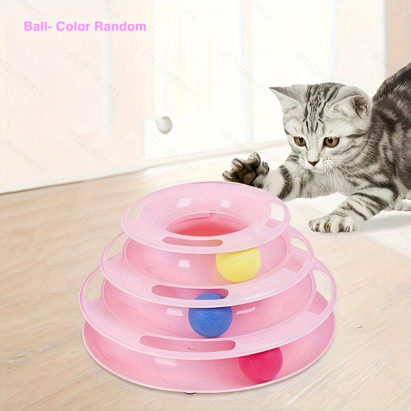 Interactive 3-Tier Rotating Cat Toy Ball - Durable Plastic, No Batteries Needed, Ideal for Large Breeds, Engaging Pet Play, Kitten Teasing Play Toy|Interactive Play|Durable Plastic Ball