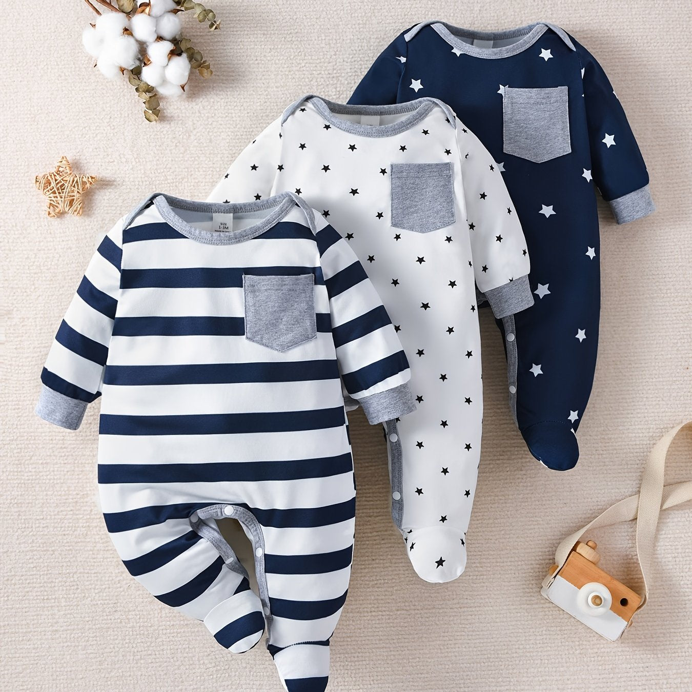 Newborn Multi-Piece Footed Romper Set, Perfect for Outdoor