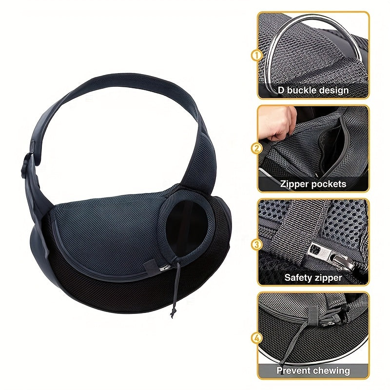 High-Visibility Reflective Pet Sling Carrier - Soft-Breathable Mesh, Secure Travel Companion for Puppies, Kittens & Small Animals - Perfect for Outdoor Adventures