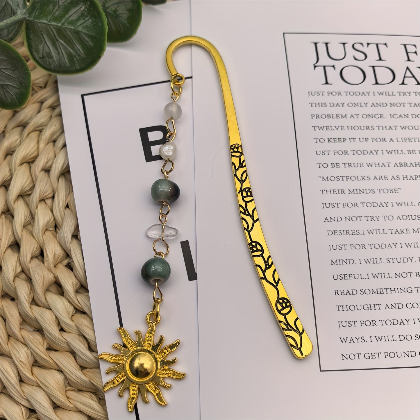 Handcrafted Natural Stone Bookmarks Set - Vintage Mushroom, Sun, Evil Eye Designs | Perfect Gift for Book Lovers & Friends