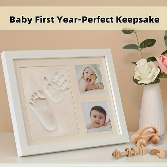 Footprint & Handprint Clay Kit, Photo Frame Kit for Girls and Boys, Shower Gifts, Registry, New Parents Gift, Perfect Memory and Nursery Room Decoration
