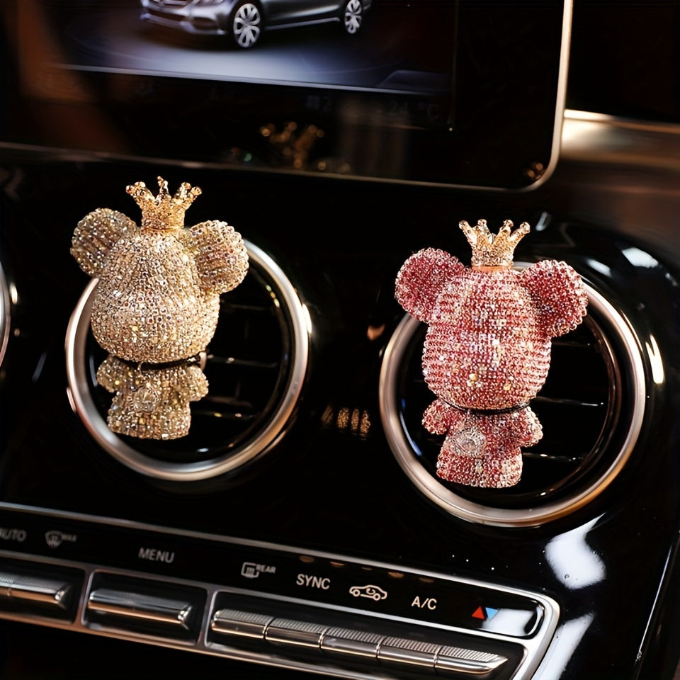 Glamorous Crowned Bear Car Air Freshener - Sparkling Charm for Your Vehicle's Interior
