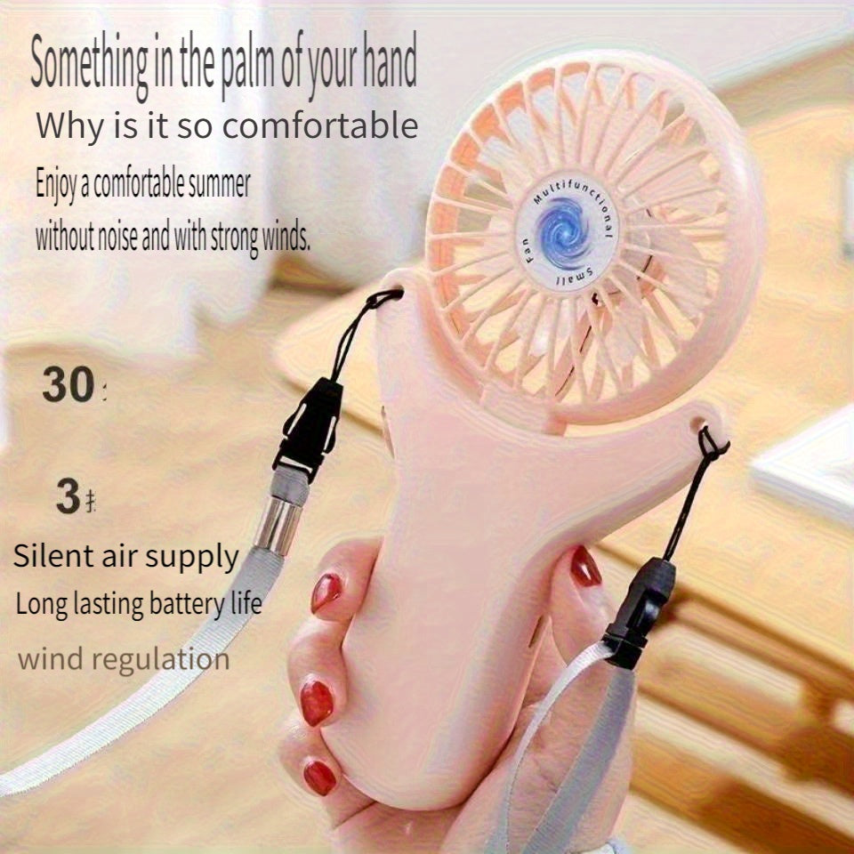 Portable USB Rechargeable Mini Fan - Compact Handheld Neck Fan with 1200mAh Battery, 3 Speed Settings, Foldable Design for Travel & Students, Lightweight Fan for Purse or Bag