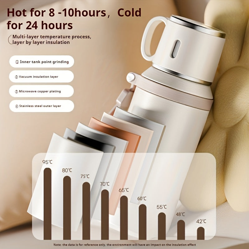 316 Stainless Steel 600ml Double-Wall Vacuum Insulated Water Bottle | 24-Hour Cold Retention | Portable with Carrying Strap - Ideal for Camping, Hiking & Outdoor Adventures