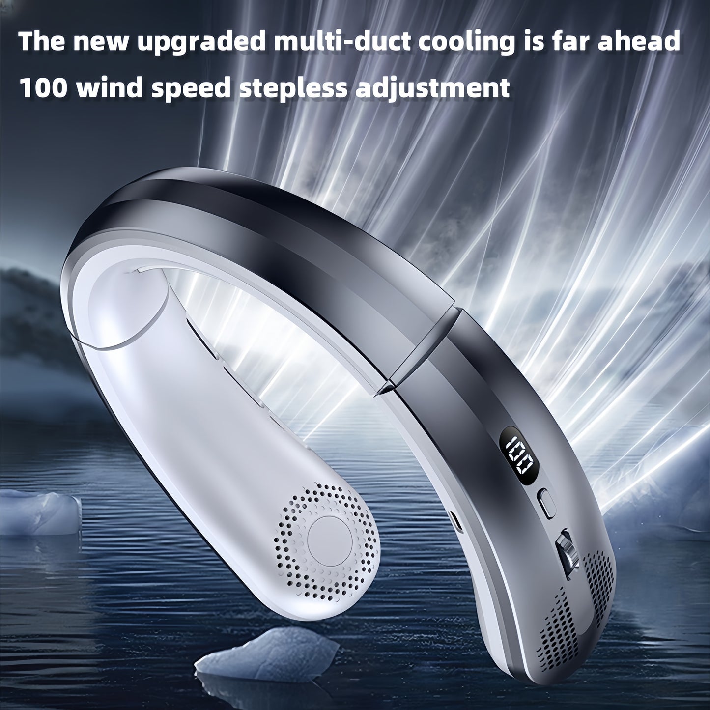 jkuoo New portable leafless hanging neck fan Five generations lazy USB charging small fan - pulley infinite speed 100 gear large wind cooler, office, travel, camping, outdoor travel portable USB fan, Thanksgiving Halloween Christmas gift