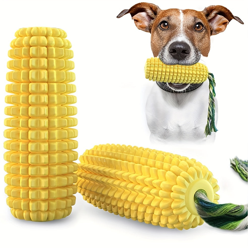 Dog Grinding Stick with Knot Rope, Corn Toothbrush Interactive Pet Toy