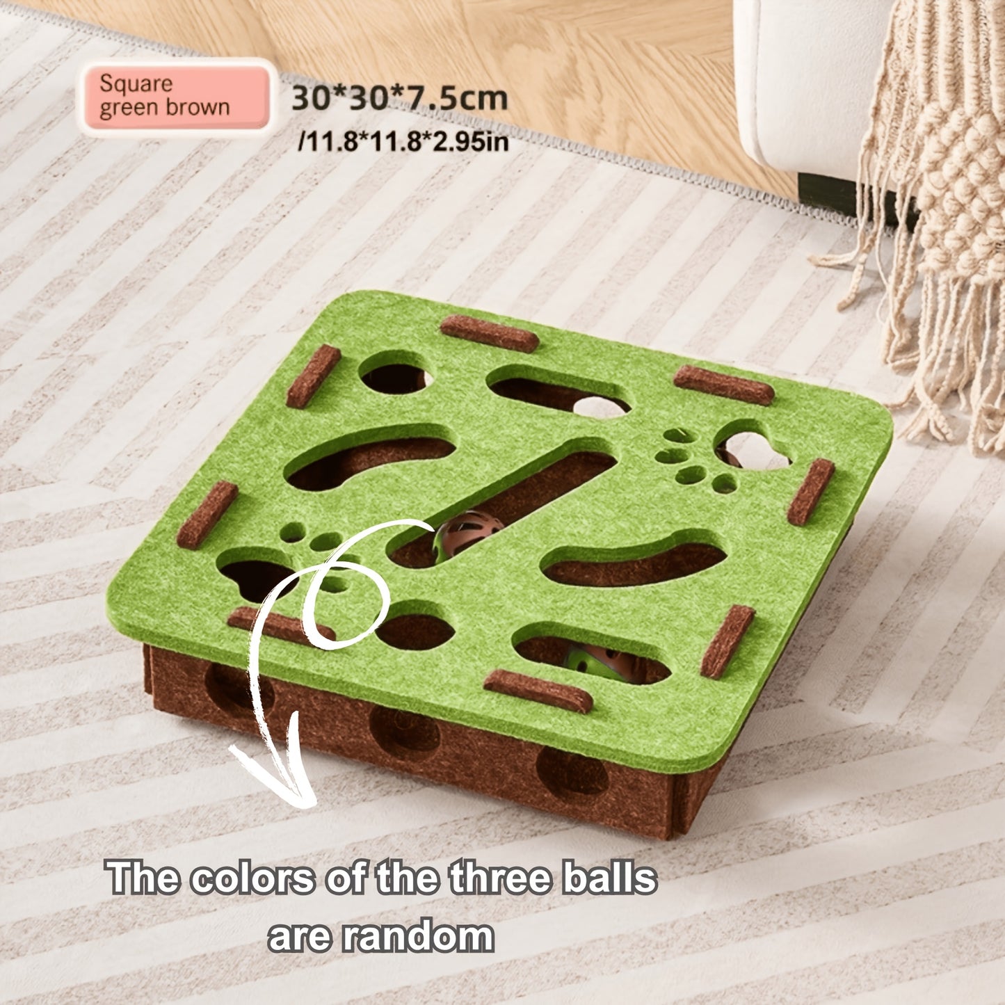 Cat Fun Box - Interactive scratching and digging construction site with paw prints, durable cat puzzle game for indoor cats, intellectual stimulation and physical activity, cat toy with 3 balls (random color), playful design, no batteries required