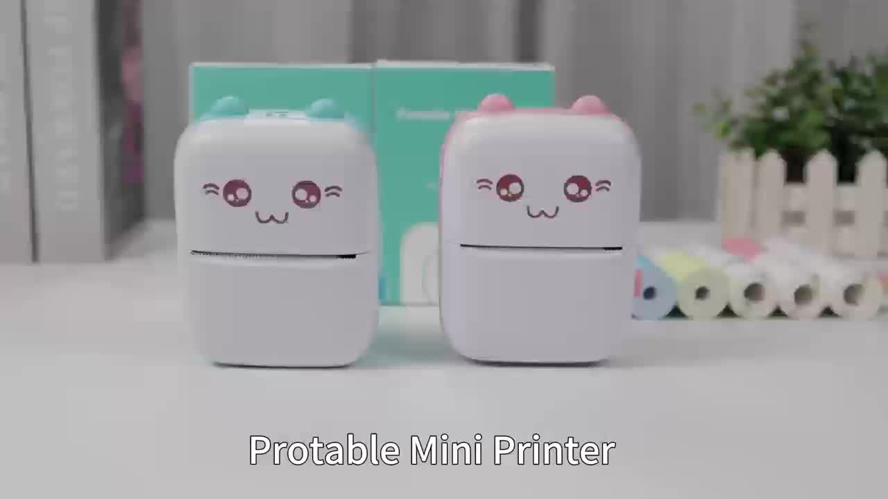 Compact Portable Wireless Mini Thermal Printer with Cute Cat Design, 200Dpi, USB Rechargeable, Photo & Label Printing, Includes USB Cable & Inkless Kit, Ideal for Travel & Home Use, Photo Printing | Wireless Connectivity | USB Rechargeable Printer