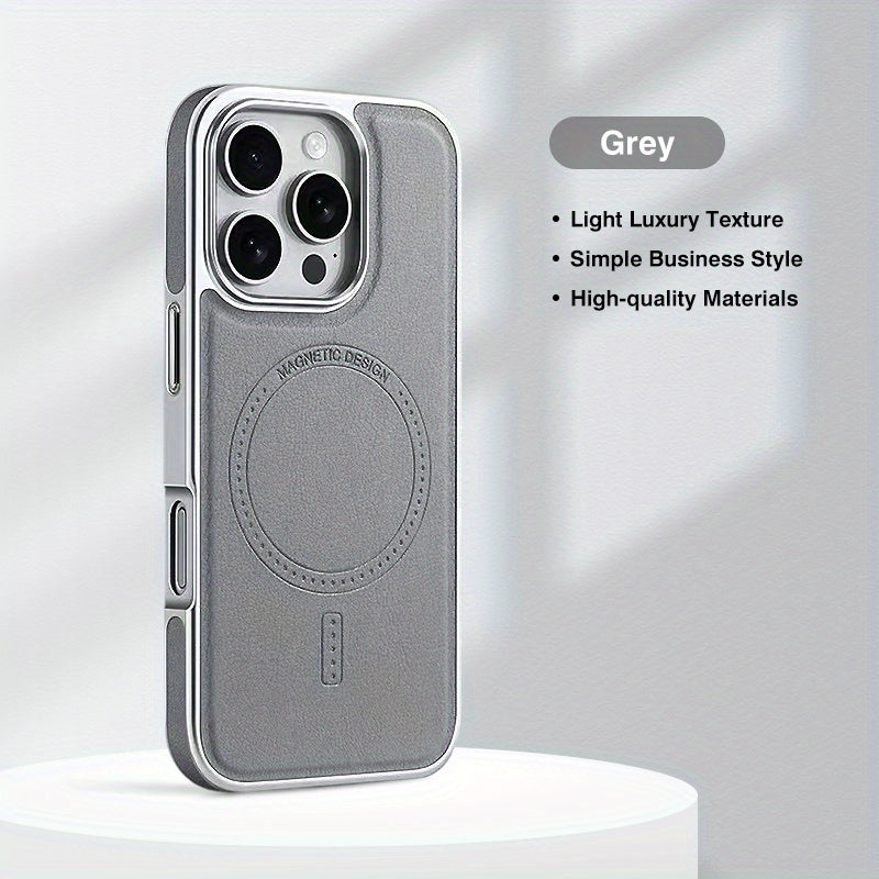 Premium Faux Leather Phone Case for Men & Women, Built-in Strong Magnetic Ring, Wear-resistant and Scratch-resistant, Light Luxury Appearance, Delicate Texture, Anti-drop Protective Cover, for iPhone 13/14/15/16 Pro & Max