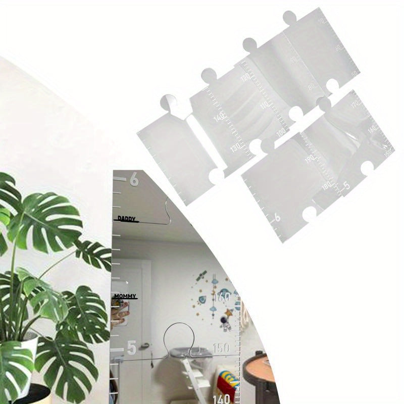 Growth Chart Mirror with Stickers Height Ruler Shatterproof Acrylic Full Body Measurement Set of 7 Sheets (Single Sheet 25.4*25Cm)