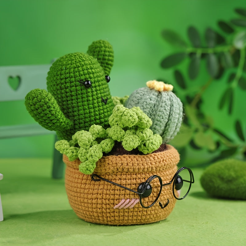 Complete Crochet Kit for Beginners - Pniene Brand, Includes Hooks & Step-by-Step Video Tutorials, DIY Craft Supplies for Green Plants, Crochet Supplies