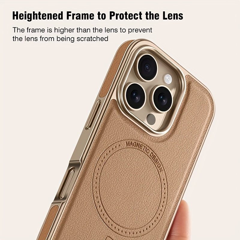 Premium Faux Leather Phone Case for Men & Women, Built-in Strong Magnetic Ring, Wear-resistant and Scratch-resistant, Light Luxury Appearance, Delicate Texture, Anti-drop Protective Cover, for iPhone 13/14/15/16 Pro & Max