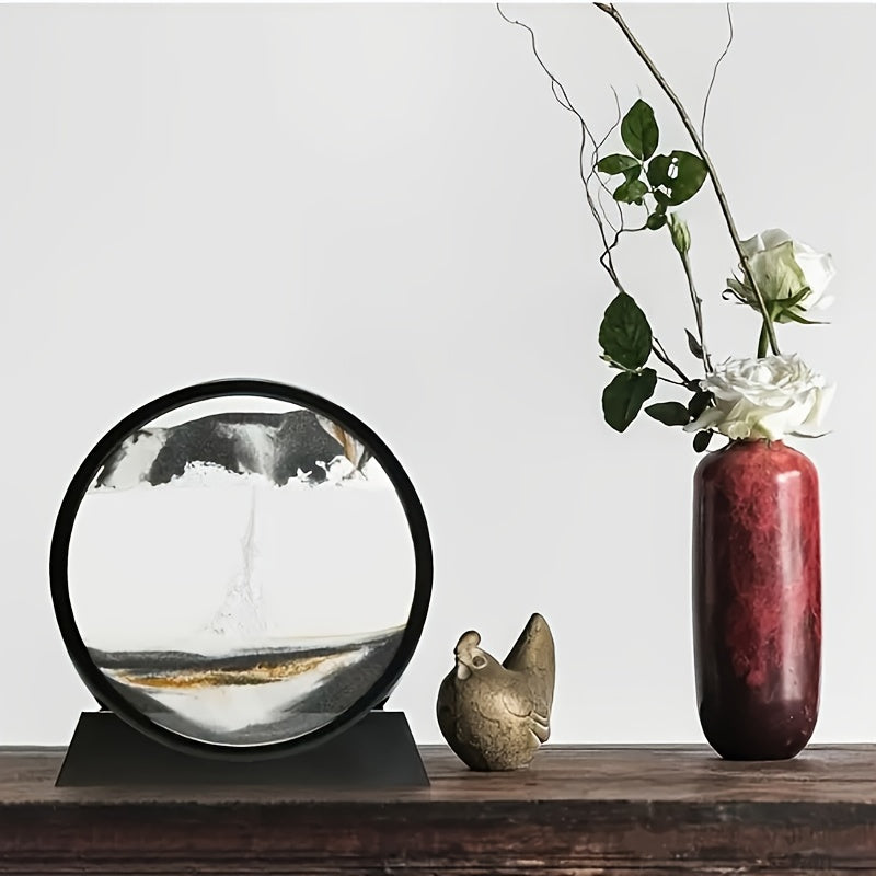 360-Degree Rotation 3D Flowing Sand Painting: Morphological Change - Glass Art Decoration