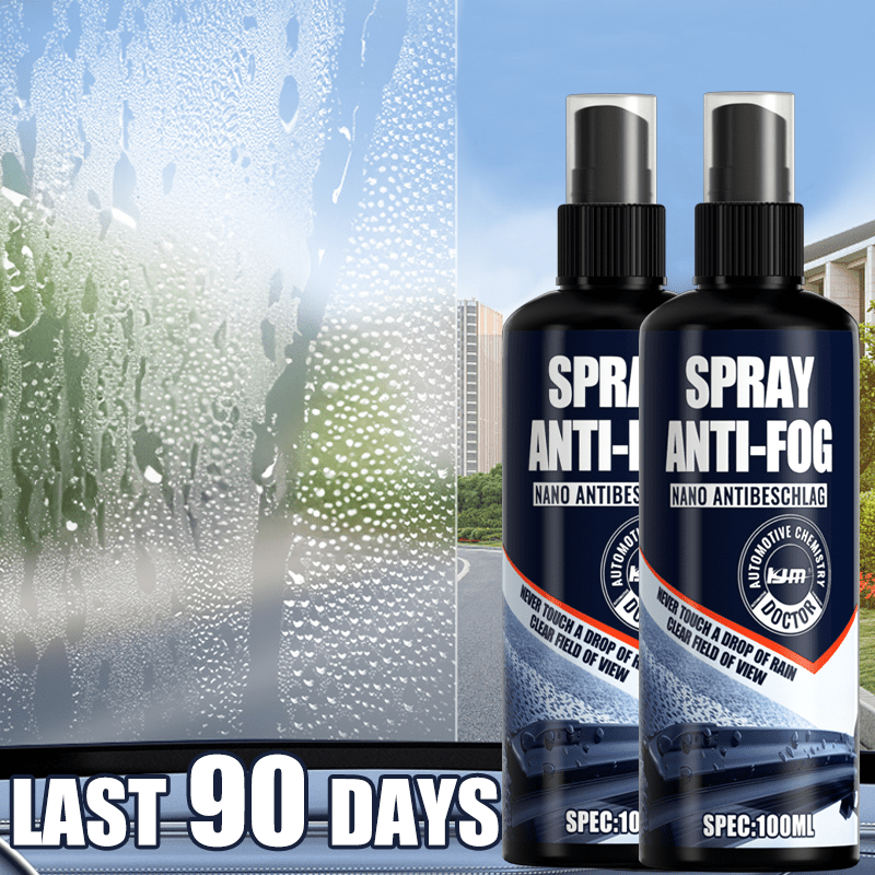 1x Nano Anti-Fog Glass Spray 100ml, Clear Vision De-Fogger for Car Windows, Helmets, Windshield & Interior Windows, Quick-Dry Liquid Formula for Mirrors