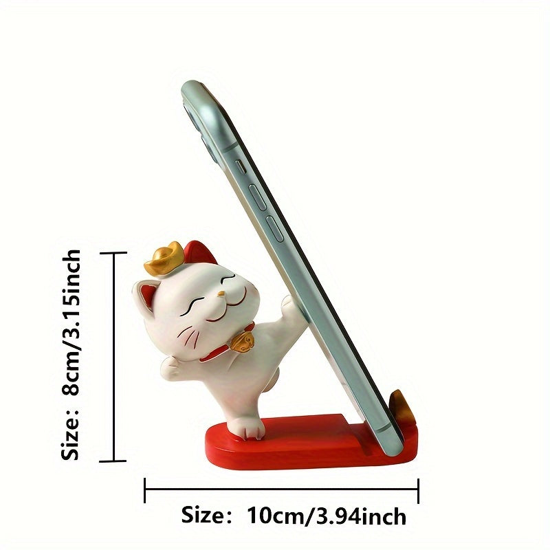 Cute Cartoon Cat Mobile Phone Tablet Holder - 1pc, Office Desk Ornament, Suitable for Mobile Phones and Tablets