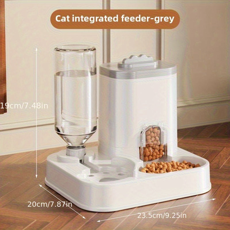 Automatic Cat & Dog Water Dispenser with Integrated Food Basin - 1-10L Capacity, No Batteries Needed, Modern White Design for Easy Cleaning & Hydration - Durable Pet Hydration Solution, Automatic Pet Feeder, Sleek Pet Accessory, Sturdy Construction