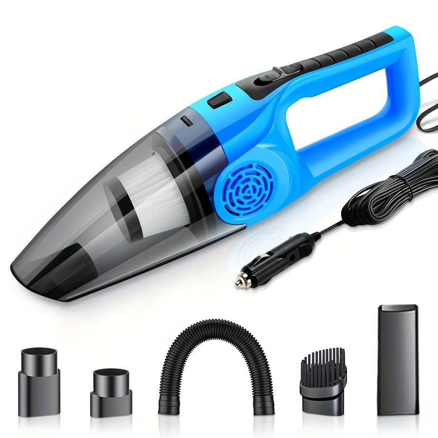 Powerful Car Vacuum Cleaner with Strong Suction, 12V Handheld for Pet Hair Removal, Green & Black Design, Flat Nozzle, Crevice Tool Included, Ideal for Cars and Small Spaces, Auto Interior Cleaning | Sturdy Construction, Vacuum Cleaner Car