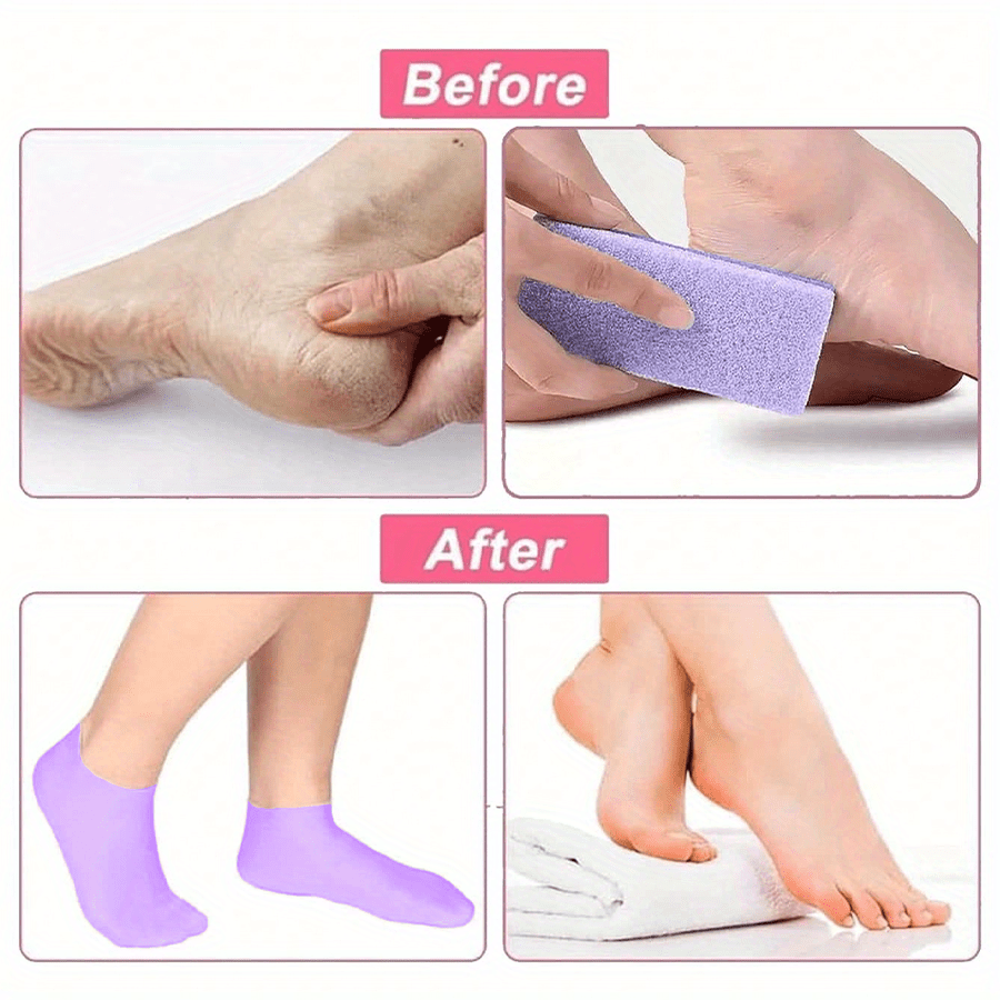 1Pair Silicone Socks for Dry Cracked Feet, Women's Foot Socks for Moisturizing, Cracked Heel