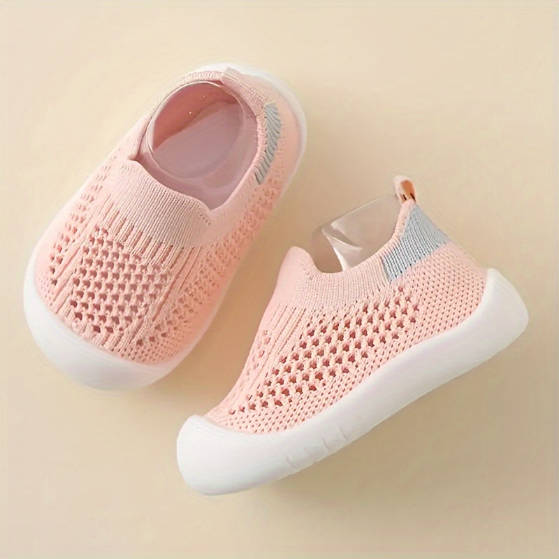 Breathable Mesh Slip-On Sneakers for Toddlers - Lightweight Non-Slip Soft Sole, Checkered Pattern & Pillar Accents, Durable EVA Construction - Boys & Girls Casual Shoes for Summer & Autumn, Breathable Toddler Sneakers | Checkered Toddler Sneakers | Soft S