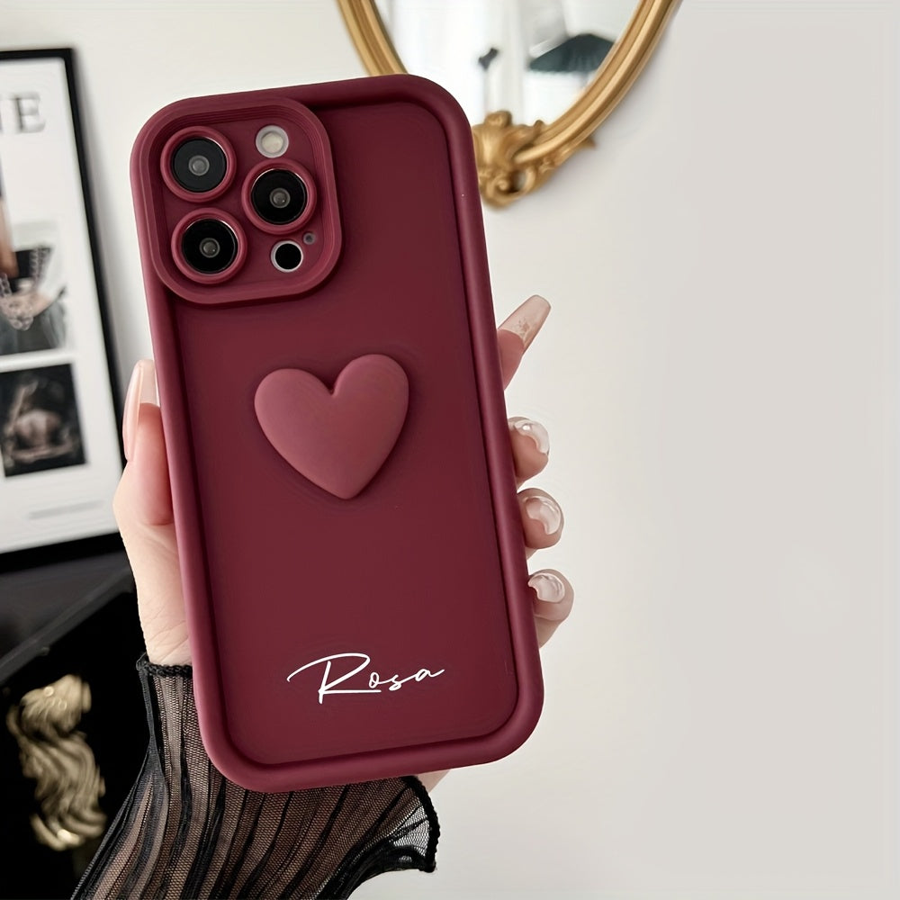 Personalized Customized Name Case for iPhone 16 15 14 13 12 11 Pro Max Luxury Acrylic 3D Love Heart Soft Silicone DIY Shockproof Gift Cover 14 15 16 Plus