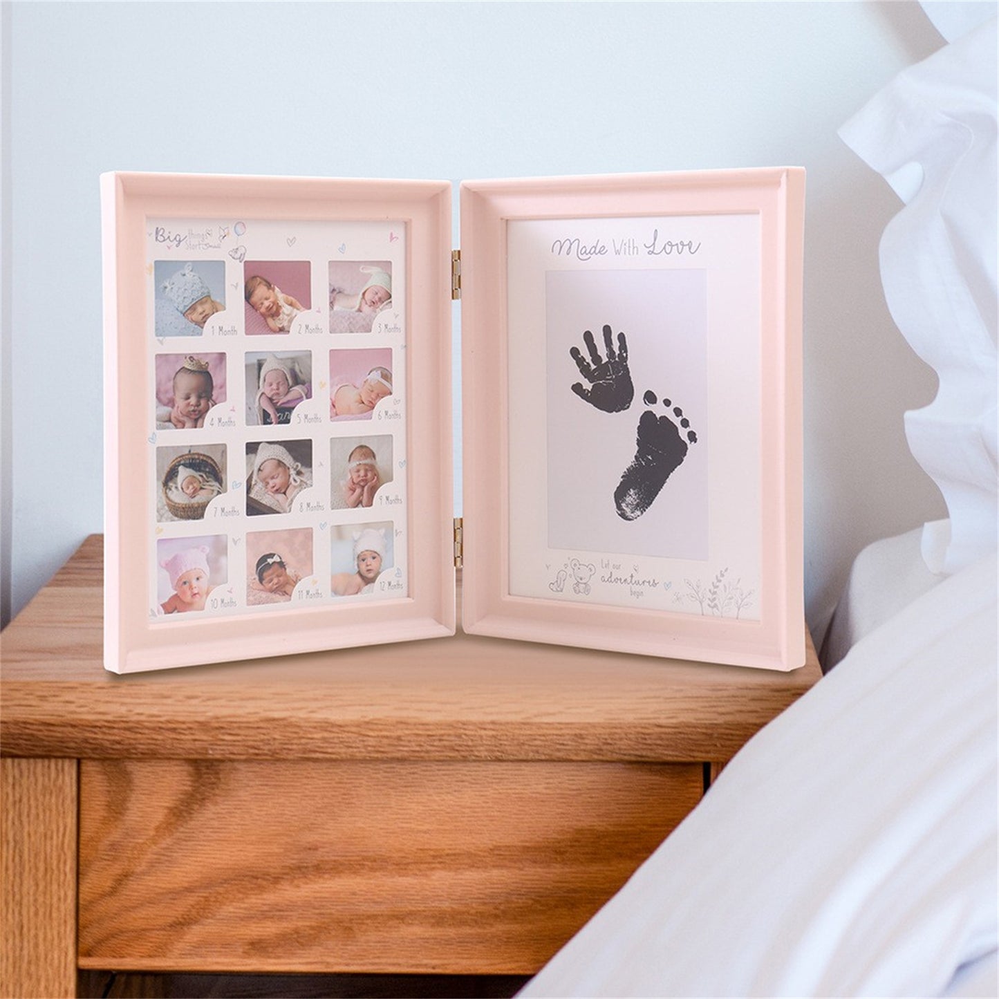 Hand and Footprint Frame - Personalized Polyvinyl Chloride Display with Cute Photos and Inked Footprints, Ideal for Christmas, Halloween, Thanksgiving, and Milestone Celebrations, Memory Book|Charming Frame Design|Polyvinyl Chloride Frame, Room Decor